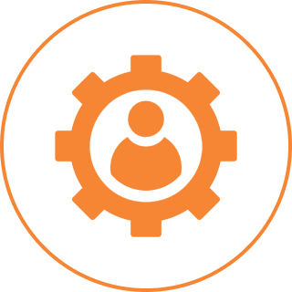 Bear State Construction An orange gear icon with a person silhouette in the center, enclosed in an orange circle.